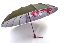 Однотонный зонт-автомат с цветами 16 спиц