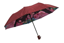 Женский зонт-полуавтомат с цветочным принтом под куполом