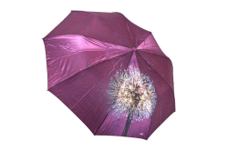Атласный женский зонт-полуавтомат с одуванчиком POPULAR