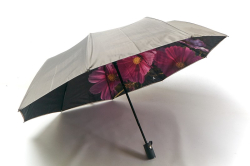 Женский зонт-полуавтомат с цветочным принтом под куполом